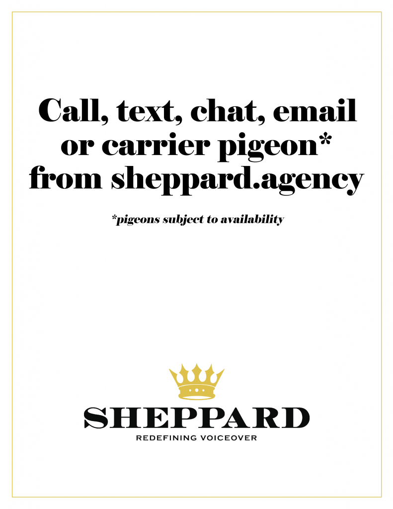 Sheppard Redefining Voiceover Sheppard CarriorPigeonAd