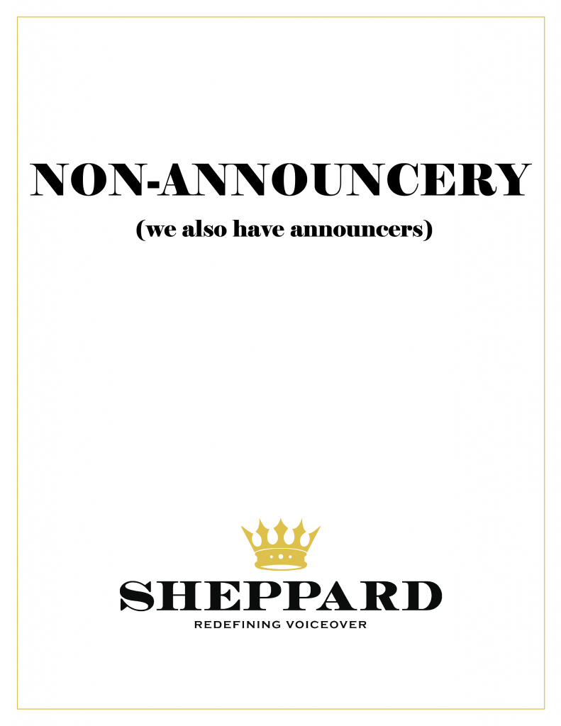 Sheppard Redefining Voiceover NonAnnounceryAd